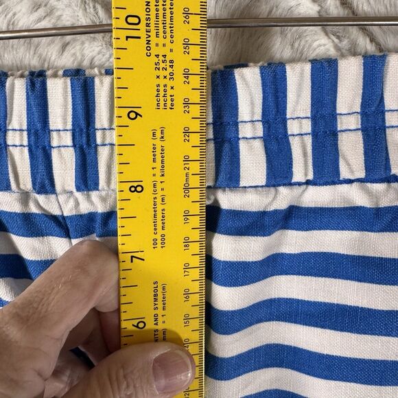 J. Crew Womens Shorts 6 Blue White Stripes Pull On Mini Linen Cotton Blend Beach - Picture 7 of 8